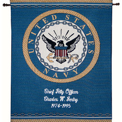 Personalized Navy Tapestry Wall Hanging