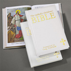 Personalized Catholic Children's Bible in White