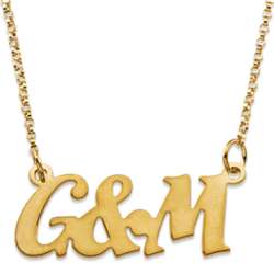 10K Gold Couple's Uppercase Initial Necklace