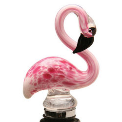 Hand-Blown Glass Flamingo Bottle Topper