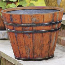 Small Vintage Faux Wood Tub Planter