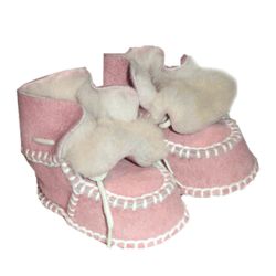 Pink Sheepskin Baby Booties