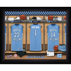 Personalized North Carolina Basketball Locker Room Framed Print