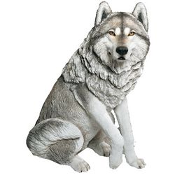 Life Size Large Gray Wolf Sculpture