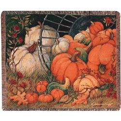 Pumpkin Garden Tapestry Throw