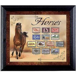 The Horse in US History Stamps in Wall Frame