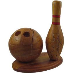 Wooden Bowling Ball and Pin 3D Jigsaw Puzzle