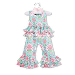 Infant Floral Ruffled Outfit and Hair Clip Set