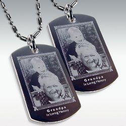 2 Photo Engraved Silver Rectangle Pendants