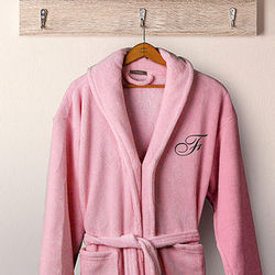 Pink Embroidered Luxury Fleece Robe