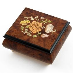 Reuge Music Box with Floral Inlay