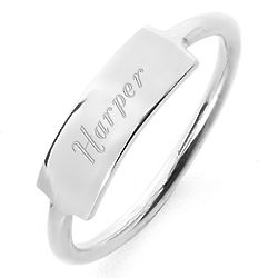 Bar Ring in Sterling Silver with Personalized Engraving