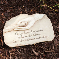 Paw in Hand Pet Loss Garden Stone