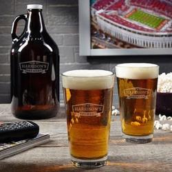 Classic Brewery Engraved Pint Glasses and Growler