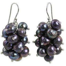 Black River Grapes Pearl Earrings