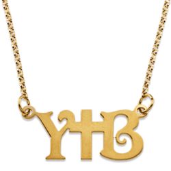 Couple's Gold-Plated Uppercase Initial Pendant with Cross