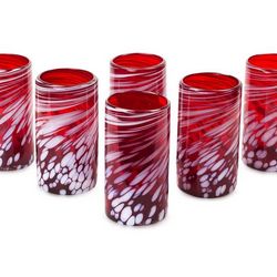 Festive Red Blown Glass Tumblers