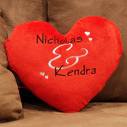Couple's Personalized Embroidered Heart-Shaped Pillow