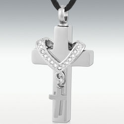 Collet Cross Stainless Steel Cremation Pendant