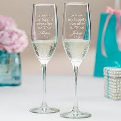 Personalized You Are My Happily Ever After Champagne Flutes