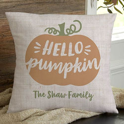 Hello Pumpkin Personalized 18" Square Throw Pillow