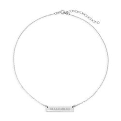 Personalized Silver Roman Numeral Name Bar Choker Necklace