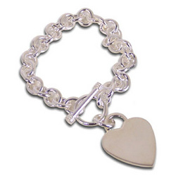 Tiff Style Sterling Silver Heart Bracelet