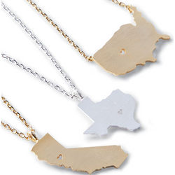 Gold or Silver Plated State Necklace