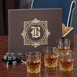 Winchester Glasses and Whiskey Stones in Personalized Wood Box