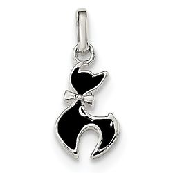 Sterling Silver Enameled Cat Charm