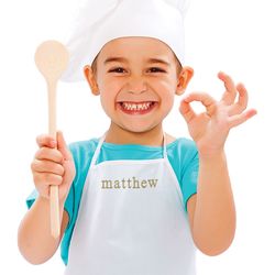 Kid's Personalized Gold and White Chef's Apron