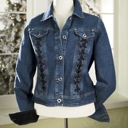 Women's Lace-Up Denim Jacket