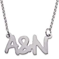Couple's Personalized Uppercase Initial Sterling Silver Necklace