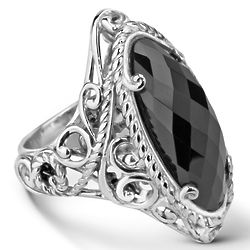 Onyx Marquise Elongated Ring