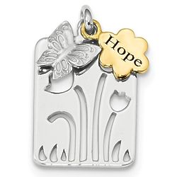 Sterling Silver Flower, Hope, and Butterfly Pendant