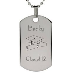Stainless Steel Graduation Dog Tag Necklace