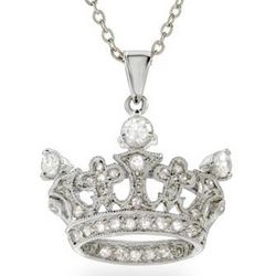Sterling Silver Cubic Zirconia Crown Pendant