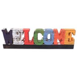 Welcome In Colors Wood Sculpture