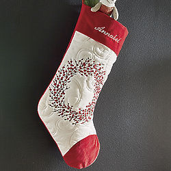Personalized Berry Wreath Quilted Stocking