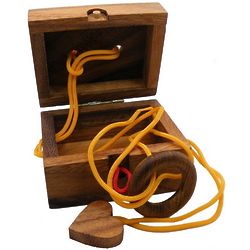 Love Me Wooden String Puzzle Box