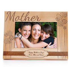 Mother's Personalized Carved Wood Floral Frame