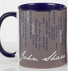Blue Personalized Cascading Names Coffee Mug