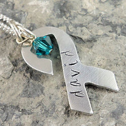 Awareness Ribbon Personalized Pendant on Necklace or Keychain