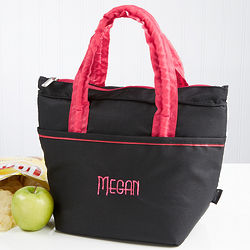 Classic Black Embroidered Lunch Tote