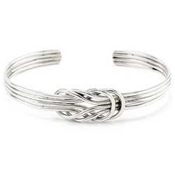 Sterling Silver Double Love Knot Cuff Bracelet