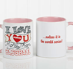 I Love Your More Than Personalized Coffee Mug with Pink Handle