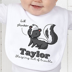 Personalized Lovable Skunk Baby Bib