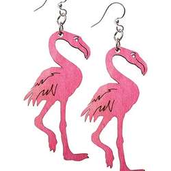 Wood Flamingo Earrings