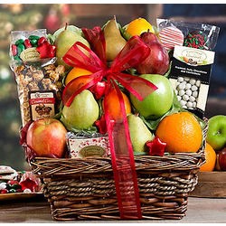 Sweet Christmas Fruit and Treats Gift Basket