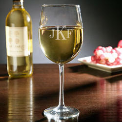 Monogrammed White Wine Glass